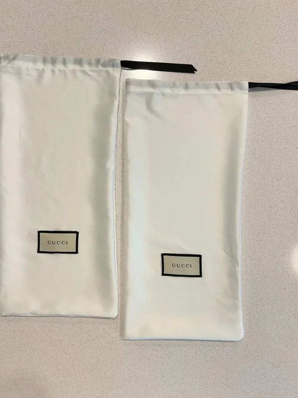 Gucci Set of 2 Shoe Dust Bags 8.5 x 17.5” 100% Polyester Authentic Storage Bags